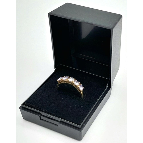 231 - Beautiful 9 carat GOLD RING set with PINK and WHITE LIGHT CATCHING ZIRCONIA. Mounted in a 5 x GEMSTO... 