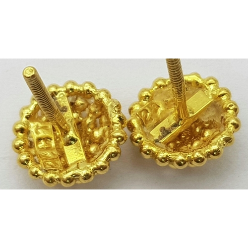 28 - Magnificent pair of 22 carat GOLD EARRINGS. Far Eastern origin ,complete with screw fitting GOLD BAC... 