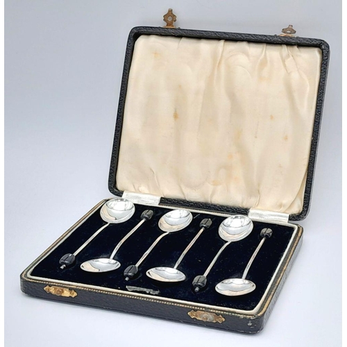 301 - Antique set of SILVER COFFEE SPOONS . Clear hallmark for Birmingham 1936 (EDWARD VIII). Coffee bean ... 