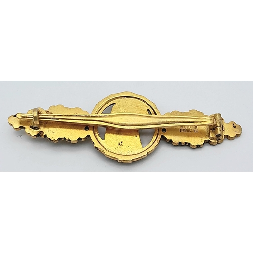 34 - Cased Luftwaffe Gold Grade Reconnaissance Squadron Clasp. Maker W.Deumer, Ludenschei.