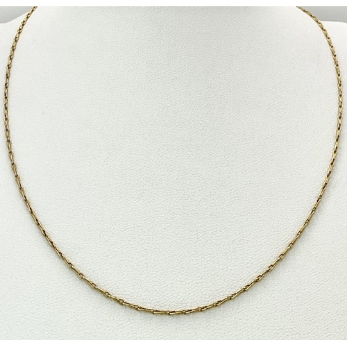 91 - Appealing 9 carat GOLD FANCY LINK NECKLACE. 2.4 grams. 40 cm.