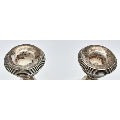1779 - A Pair of Small Antique Sterling Silver Candlesticks. Birmingham hallmarks. Weighted bases. 354g tot... 