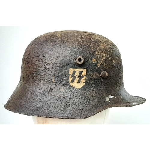 167 - Waffen SS M18 Double Decal Parade Helmet with M35 Liner. Found down a well somewhere in Bavaria. Som... 