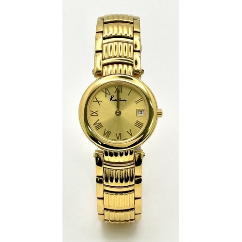 201 - A KUTCHINSKY ORIGINAL GOLD TONE WATCH 667.359 WITH DATE FUNCTION UNWORN WITH STICKERS NEEDS NEW BATT... 