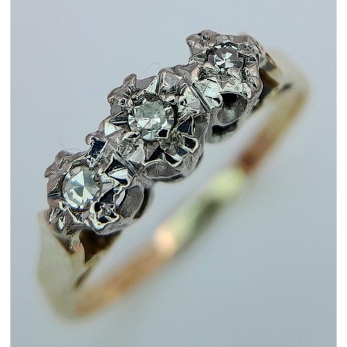 242 - AN 18K YELLOW GOLD DIAMOND RING 2.3G TOTAL WEIGHT, SIZE K.

ref: SC 1089