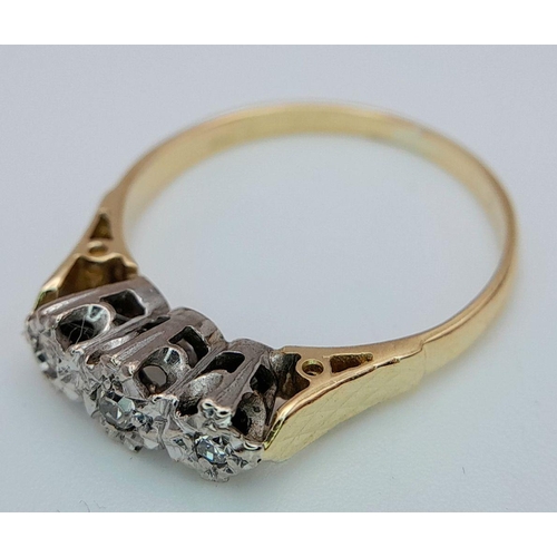 242 - AN 18K YELLOW GOLD DIAMOND RING 2.3G TOTAL WEIGHT, SIZE K.

ref: SC 1089