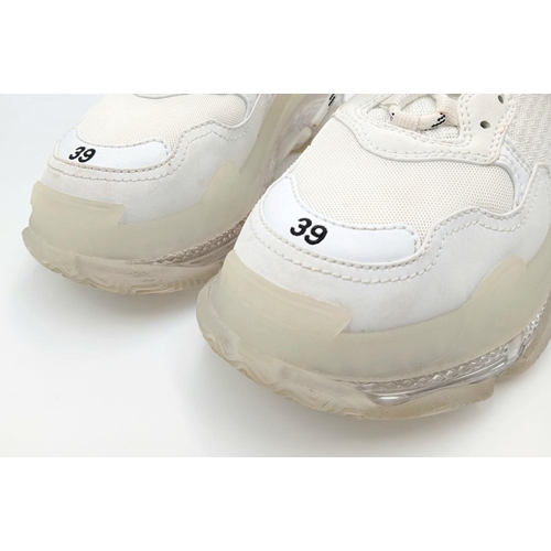 246 - A Pair of Balenciaga Triple S Women's White Trainers. Size 6 UK. Lightly worn and in good condition.... 