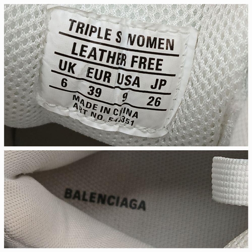 246 - A Pair of Balenciaga Triple S Women's White Trainers. Size 6 UK. Lightly worn and in good condition.... 