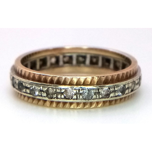 269 - A 9K GOLD STONE SET FULL ETERNITY RING .   3.2gms    size N