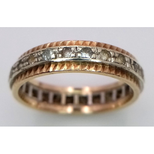 269 - A 9K GOLD STONE SET FULL ETERNITY RING .   3.2gms    size N