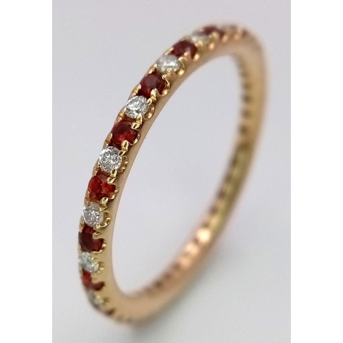 291 - A 14K YELLOW GOLD ( TESTED ) DIAMOND & RUBY FULL ETERNITY BAND RING 1.7G TOTAL WEIGHT, SIZE N.

ref:... 