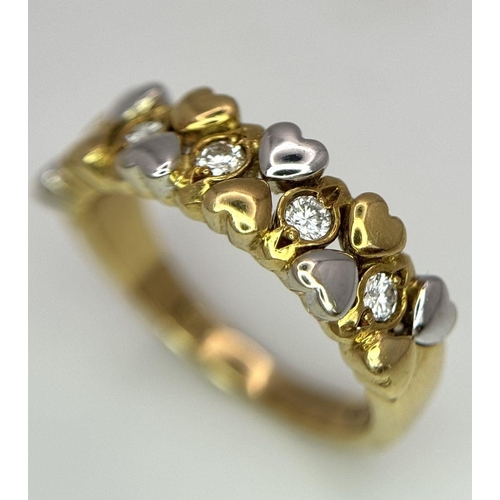 68 - An 18k two Tone Diamond Heart Ring, 6.9g total weight, 0.25ct diamond, size N.

ref: 4533H