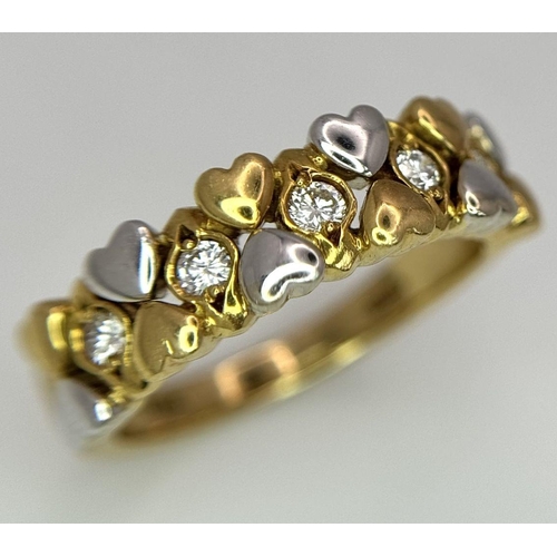 68 - An 18k two Tone Diamond Heart Ring, 6.9g total weight, 0.25ct diamond, size N.

ref: 4533H