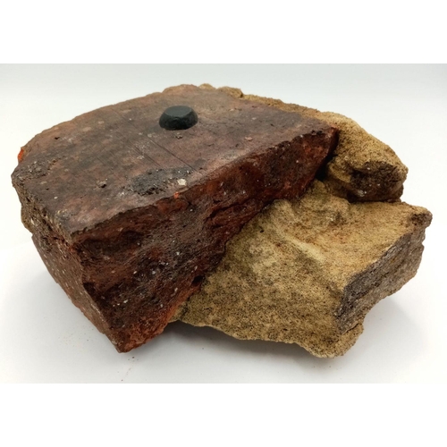 90 - Musket Ball Embedded in a brick from Hougoumont Farm, Waterloo Belgium. A memento of the fighting th... 