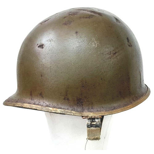 97 - WW2 US Swivel Bale M1 Helmet with Captains Bars and insignia of the 29th Infantry Division. The Fire... 