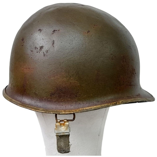 97 - WW2 US Swivel Bale M1 Helmet with Captains Bars and insignia of the 29th Infantry Division. The Fire... 