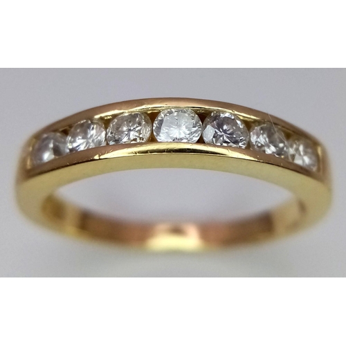 109 - AN 18K YELLOW GOLD DIAMOND 1/2 ET RING 0.50CT, 2.7G TOTAL WEIGHT, SIZE K.

ref: SC 1093