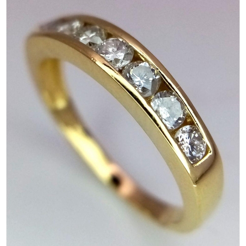 109 - AN 18K YELLOW GOLD DIAMOND 1/2 ET RING 0.50CT, 2.7G TOTAL WEIGHT, SIZE K.

ref: SC 1093