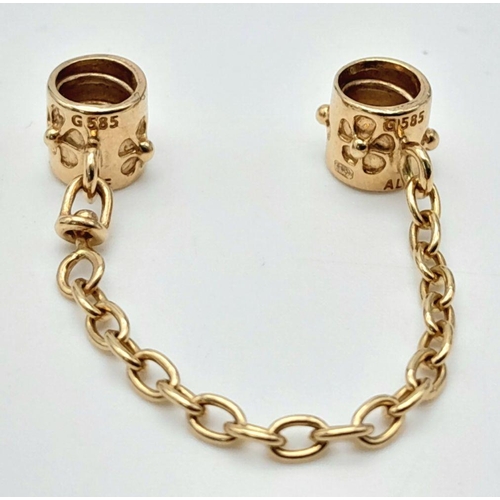 256 - A PANDORA 14K YELLOW GOLD SAFETY CHAIN CHARM 2.4G TOTAL WEIGHT.

ref: SC 1078