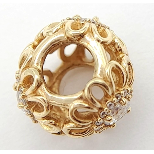 277 - A PANDORA 14K YELLOW GOLD STONE SET CHARM 2.3G TOTAL WEIGHT.

ref: SC 1072