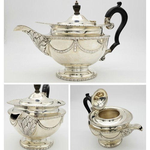 23 - A Regency Style Robert F Mosley Four Piece Tea Set. Hallmarks for Sheffield 1913. Total weight of 19... 