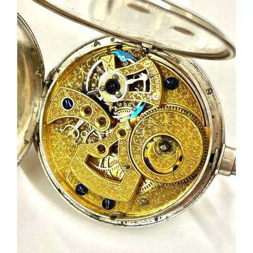 9 - A Chinese Silver Duplex pocket watch with see through display. In working order. Small chip on dial ... 