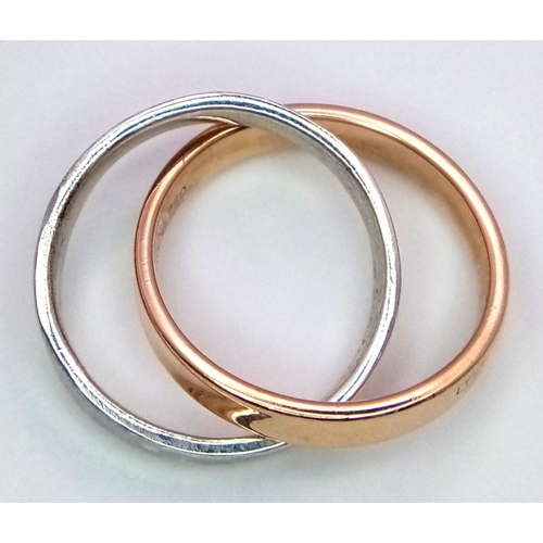 117 - A TIFFANY & CO 1837 INTERLOCKING CICRCLES RING IN 18K ROSE GOLD & STERLING SILVER 6.2G TOTAL WEIGHT,... 