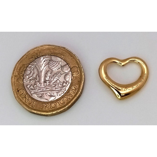 144 - A TIFFANY & CO 18K YELLOW GOLD ELSA PERETTI OPEN HEART PENDANT 2.2G TOTAL WEIGHT.

ref: SC 1105