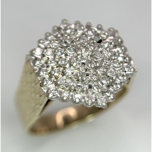 159 - A 9K YELLOW GOLD DIAMOND CLUSTER RING 0.40CT 6.6G SIZE T. (2 stones missing)

REF: SC 1052