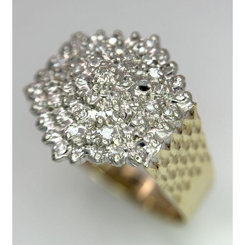 159 - A 9K YELLOW GOLD DIAMOND CLUSTER RING 0.40CT 6.6G SIZE T. (2 stones missing)

REF: SC 1052