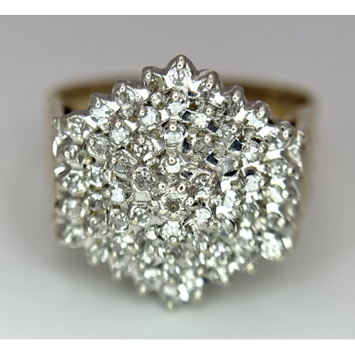 159 - A 9K YELLOW GOLD DIAMOND CLUSTER RING 0.40CT 6.6G SIZE T. (2 stones missing)

REF: SC 1052