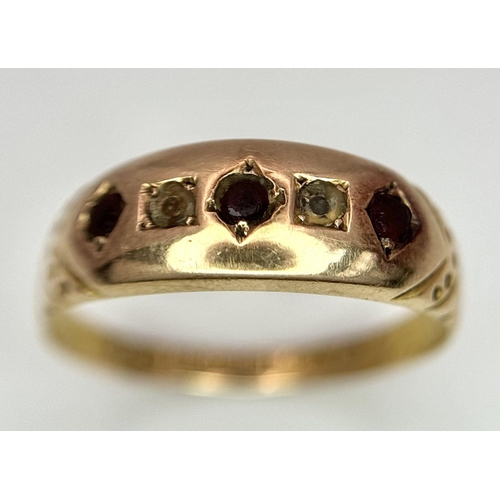 222 - A TIFFANY & CO 15K YELLOW GOLD ANTIQUE STONE SET RING 1.5G TOTAL WEIGHT, SIZE N 1/2, HALLMARKED BIRM... 