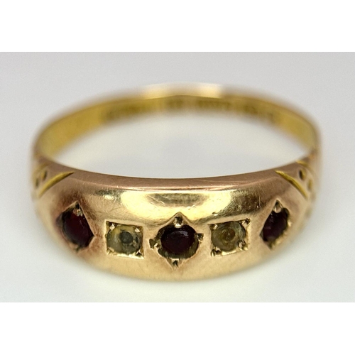 222 - A TIFFANY & CO 15K YELLOW GOLD ANTIQUE STONE SET RING 1.5G TOTAL WEIGHT, SIZE N 1/2, HALLMARKED BIRM... 