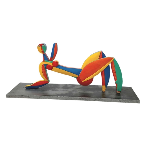 240 - An Abstract Wood Sculpture of a Reclining Female Nude by Eminent Mexican artist Jamie Goded/1945-/. ... 