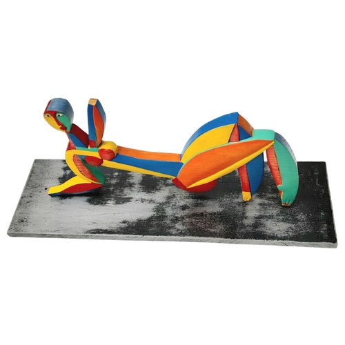 240 - An Abstract Wood Sculpture of a Reclining Female Nude by Eminent Mexican artist Jamie Goded/1945-/. ... 