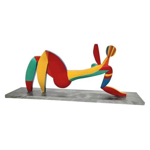 240 - An Abstract Wood Sculpture of a Reclining Female Nude by Eminent Mexican artist Jamie Goded/1945-/. ... 