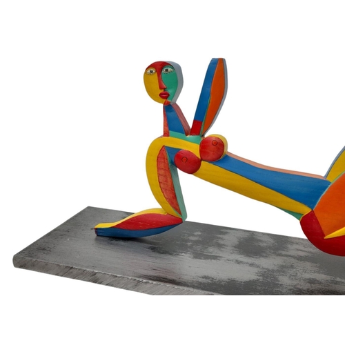 240 - An Abstract Wood Sculpture of a Reclining Female Nude by Eminent Mexican artist Jamie Goded/1945-/. ... 