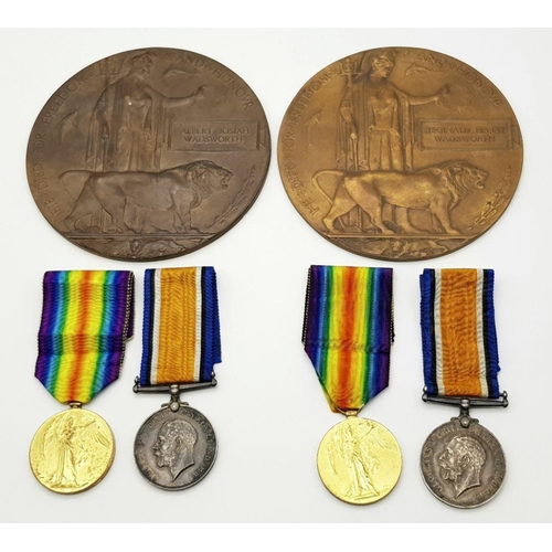 65 - A poignant family group of medals consisting of the British War Medal and Victory Medal pairs, toget... 