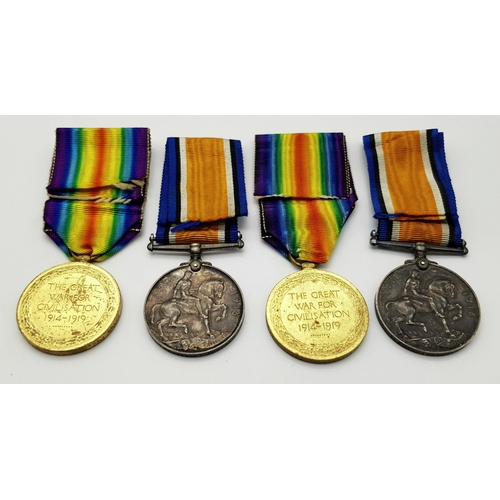 65 - A poignant family group of medals consisting of the British War Medal and Victory Medal pairs, toget... 