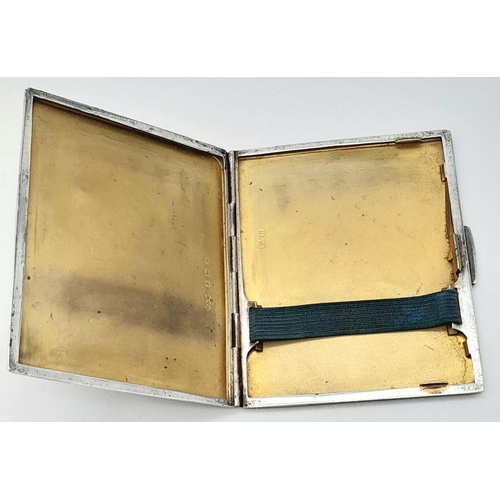 149 - A Vintage Sterling Silver Cigarette Case. Hallmarks for Birmingham 1937. Gilded interior. 8.5cm x 7c... 