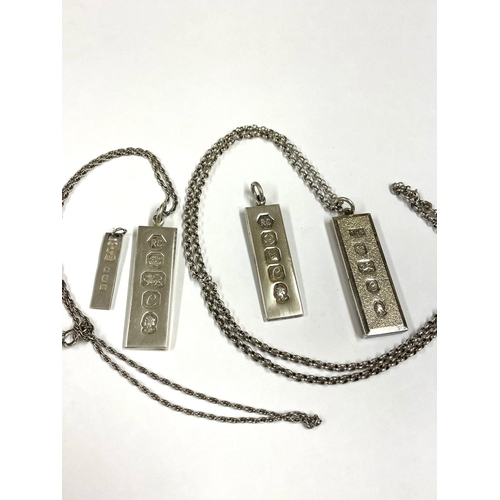 155 - X4 silver ingots & chains 75g.