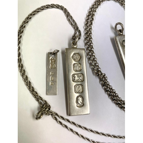 155 - X4 silver ingots & chains 75g.