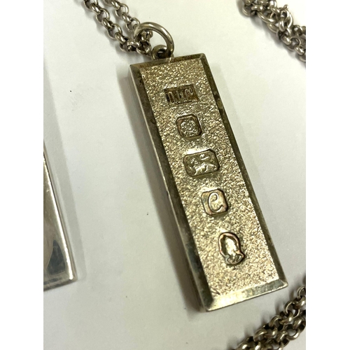 155 - X4 silver ingots & chains 75g.