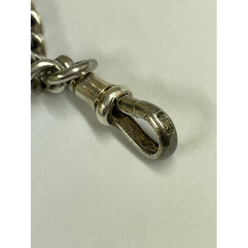 162 - A Silver double Albert watch chain, fully hallmarked on links / T bar & clips.