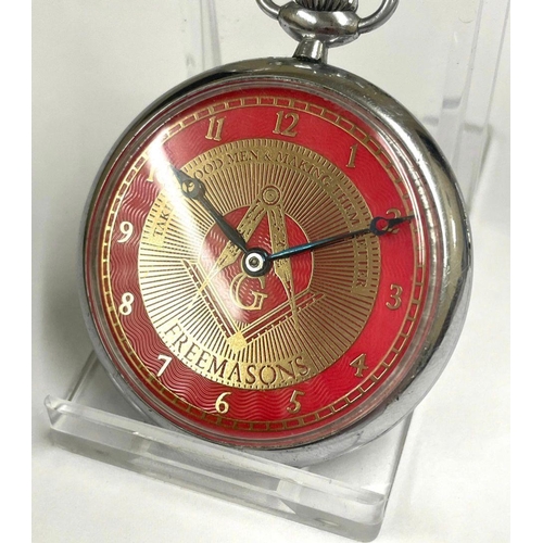 183 - A Vintage masonic dial pocket watch, in working order.