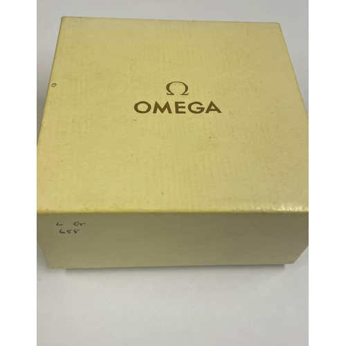 40 - A 9ct gold ladies omega with box etc. Sold as found.