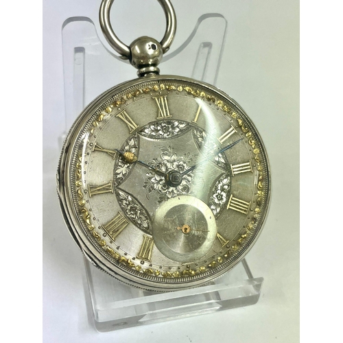 86 - An Antique large gents silver fusee pocket watch, in working order.