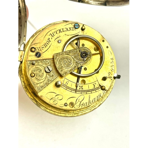 86 - An Antique large gents silver fusee pocket watch, in working order.