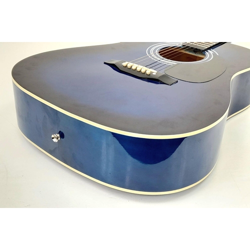 170 - An Encore Classical Blue Guitar. In good condition but one string missing. Comes with case. 103cm.