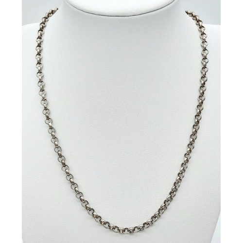 1799 - A 42cms solid silver belcher link neck chain  ,     19.1gms